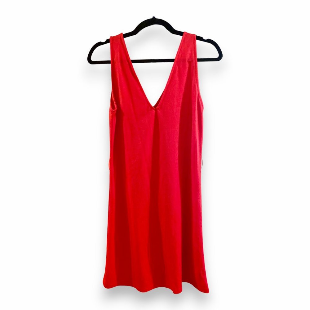 Mango Red Sleeveless Tie Waist Button Front Mini Dress | Size XS | NWOT